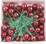 Large Deep Red Decorative Christmas Ornaments Ball Picks, 48 Ct
