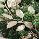 Platinum Glitter Leaf Spray Christmas Tree Pick Ornament